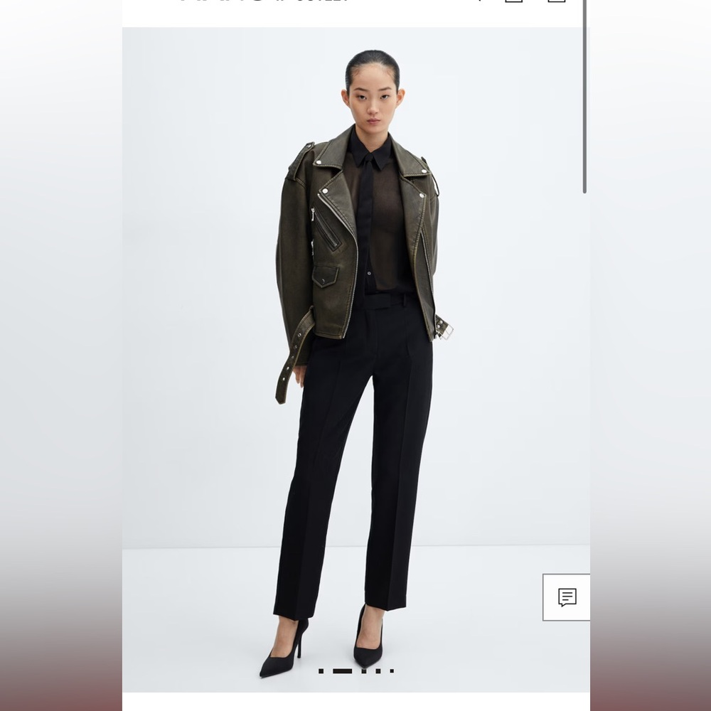 Mango OVERSIZED WORN-EFFECT BIKER JACKET - image 3